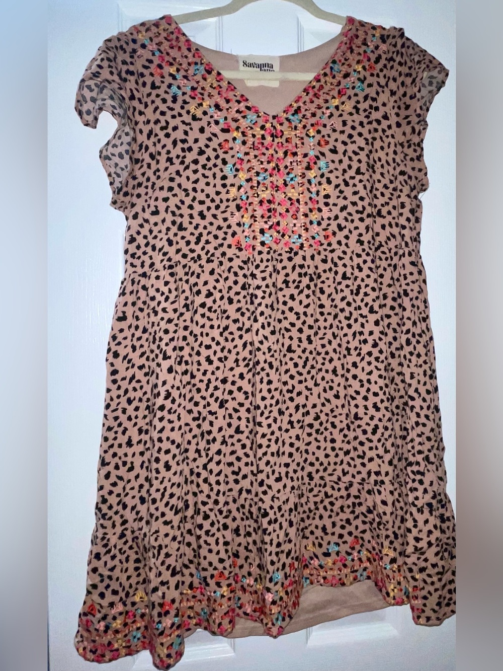 Savanna Jane Leopard Print Embellished dress